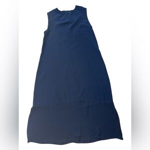 Wolcott Takemoto Navy Sleeveless Silk Midi Dress